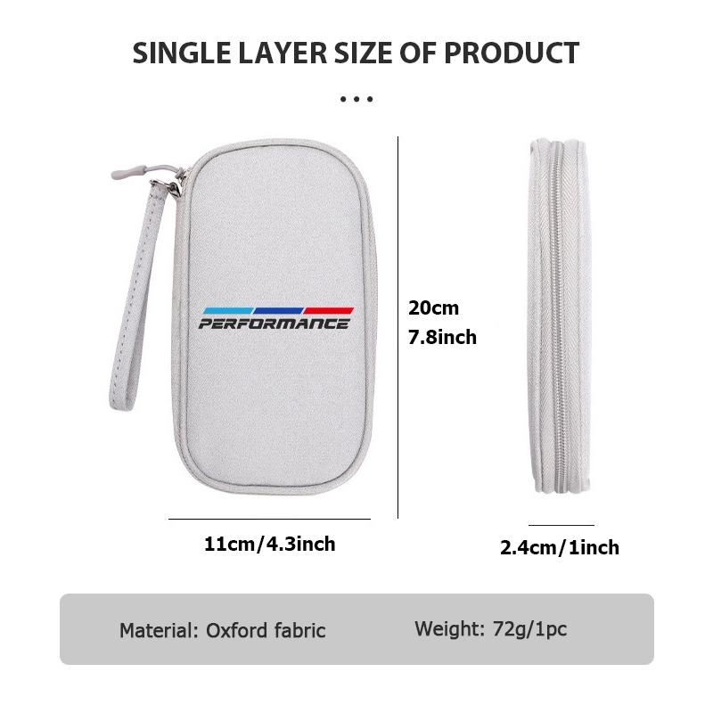 Universal Car Travel Portable Data Cable Storage Bag Accessories For BMW Performance M2 M3 M4 X1 X3 X4 X5 E87 X7 E91 G20