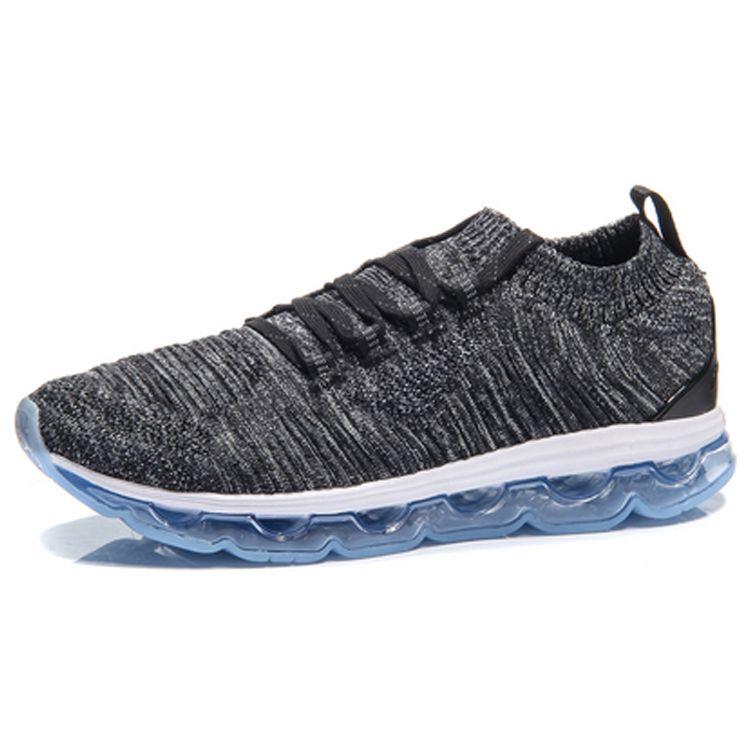 Li Ning Sword Shadow Full Palm Air Cushion Arc One Piece Knitted Shock Absorbing Running Shoes Women Running Shoes Black Gray ARHM098-2