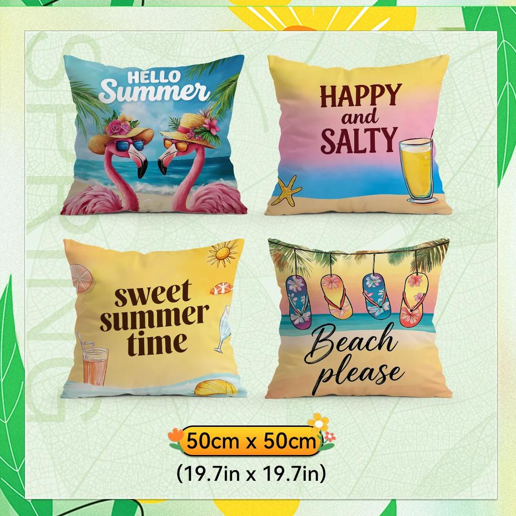 4pcs/set Summer Decoration Cushions Pillowcase Polyester Cushion Cover Throw Pillow Pillowcover Home Car Sofa Decor