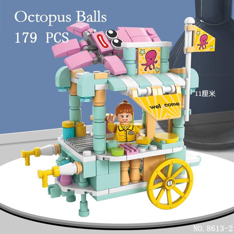 208pcs Mini City Street View Building Blocks McDonald's House Model Building Blocks Compatible with Children's Educational Toys