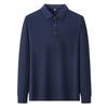 High-End Herren Langarm Jacquard Stoff T-Shirt mit Ananas Muster Locker Mittel Polohemd