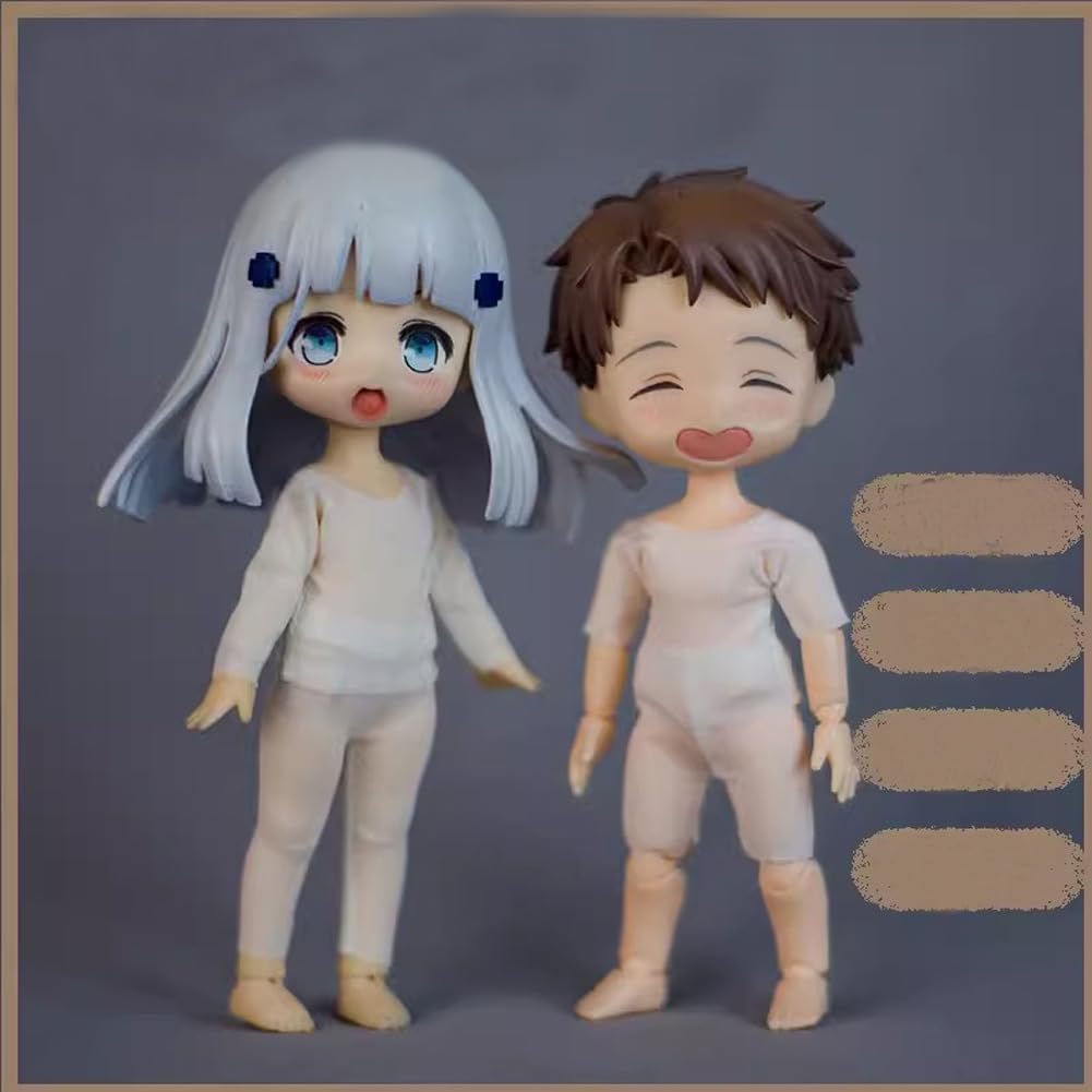 Rakulifey Obitsu 11 Outfit-Set, Fleckenbeständige Kleidung, Hose, Unterhemd und 2-teiliges Set für OB11 Größe Obitsu Puppe (Hautfarben, Langarm)