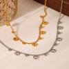 Stainless steel round bead chain tassel zircon necklace for women, high-end clavicle chain, titanium steel jewelry, non-fading