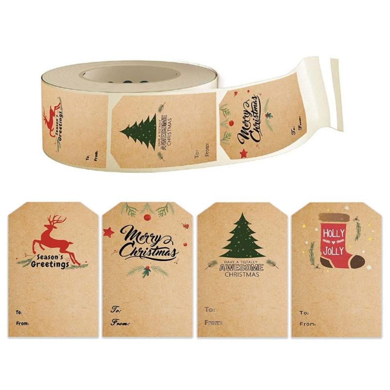 

300Pcs Christmas Decorative Sticker 5x7.5cm Adhesive Wrapping Label for Seal Envelope Card Holiday Present Packaging 1
