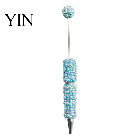 Luxury Faux Diamond Pen DIY Beadable Pen, Rhinestone Pearl Ballpoint Fancy Glitter Creative for Crafting, Student Stationery Office Writing
