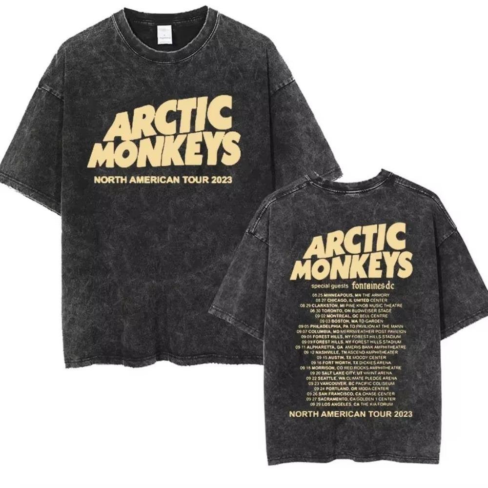 Vintage Washed Oversized Arctic Monkeys Album Print T-Shirt Retro Rock Music Short Sleeve Loose Streetwear Casual Tops For Men Women Daily Outfit