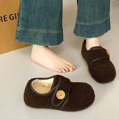 Women's Flat Cotton Shoes for Autumn and Winter Round Headed Plush Warm Women's Shoes Retro Velvet Casual Shoes Zapatos De Mujer