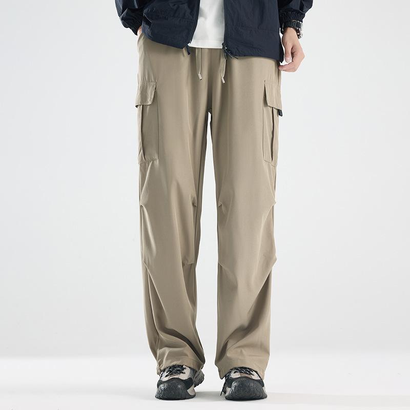 Summer Ice Silk Workwear Pants for Boys and Teenagers, Waterproof, Casual, Ankle Tied, Assault Pants, Outdoor Pants