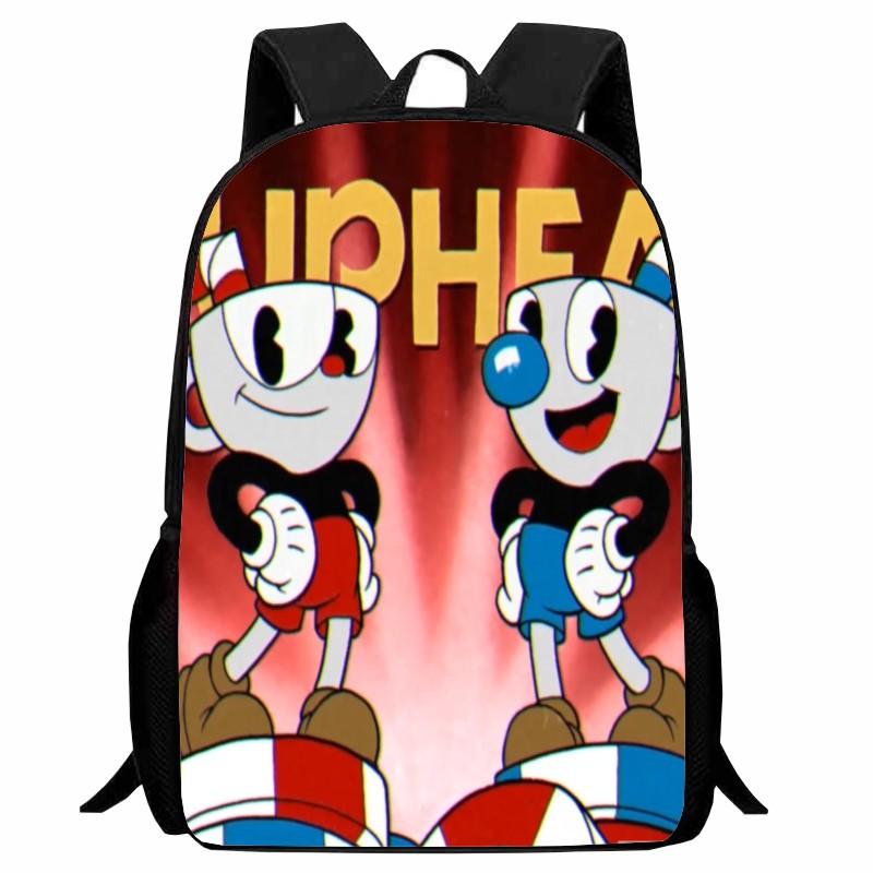Cuphead Student Backpack Cartoon Teacup Head Backpack Lightweight 123 Grade Boys and Girls