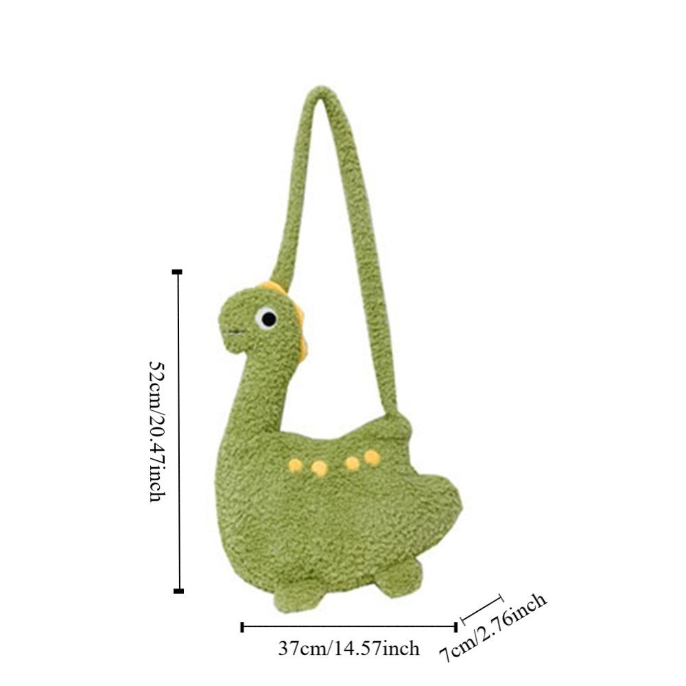 Solid Color Cartoon Crossbody Bag Plush Shoulder Bags Portable Long Neck Dinosaur Bag  Travel