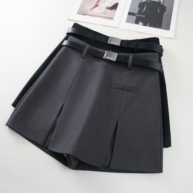 Gray High Waist A-line Midi Skirt: Women's Spring/Autumn 2025 Slimming Temperament Skirt
