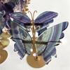 1Pair Natural Crystal Rainbow Fluorite Butterfly Wings Rose Quartz Moss Agate Carving With Stand Home Decoration