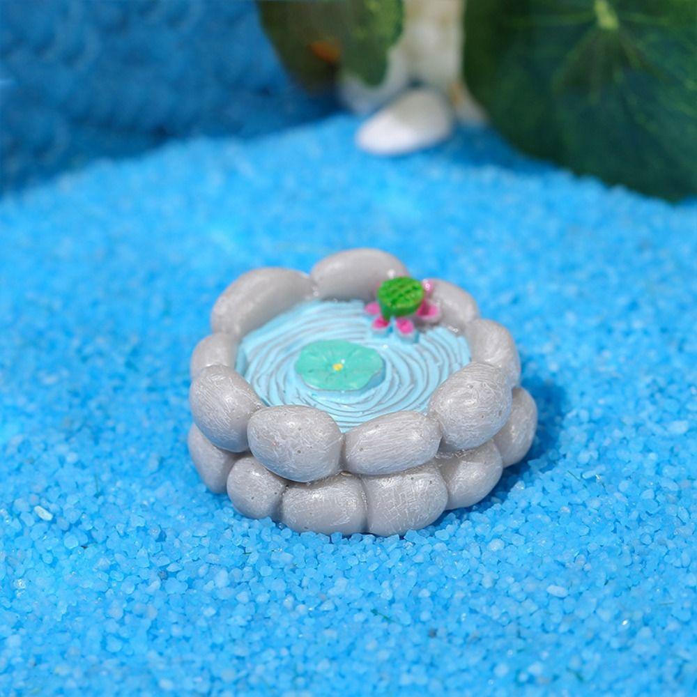 Simulation Lotus Pond Lotus Pond Miniatures Cute Resin Craft Cartoon DIY Outdoor Courtyard Garden Home Decor Small Creative