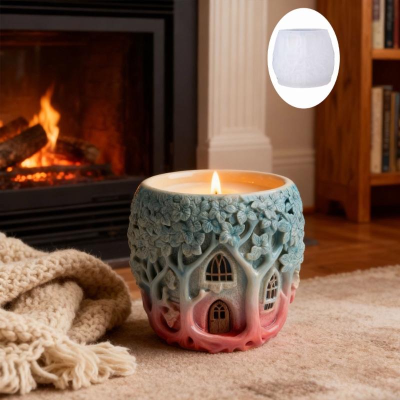 Fanciful Tree Home Silicone Mold Flowerpot Molds Great for Handmade Resin Art and Unique Little Garden Containers