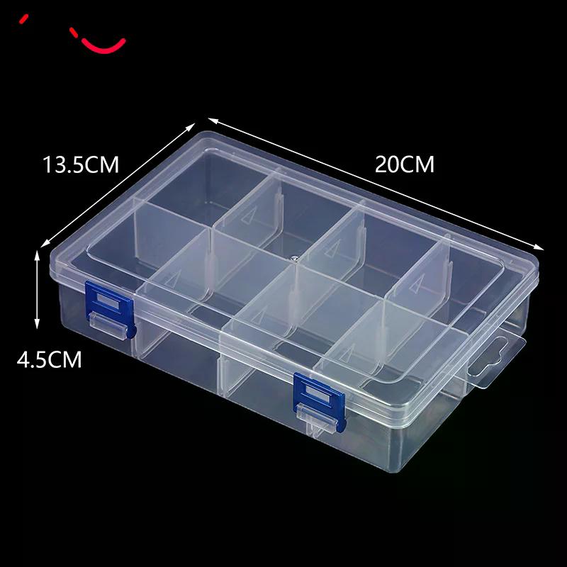Multifunctional Tool Case 20*13.5*4.5cm Large 8 Grids Plastic Storage Box Screw Electronic Component Transparent Organizer