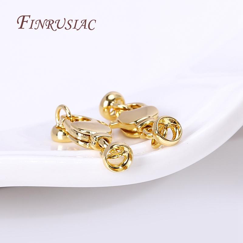 18K Gold Plated Brass Lobster Clasps For Jewelry Making,End Beads Cap Connector Clasps For DIY Necklace Bracelet Supplies