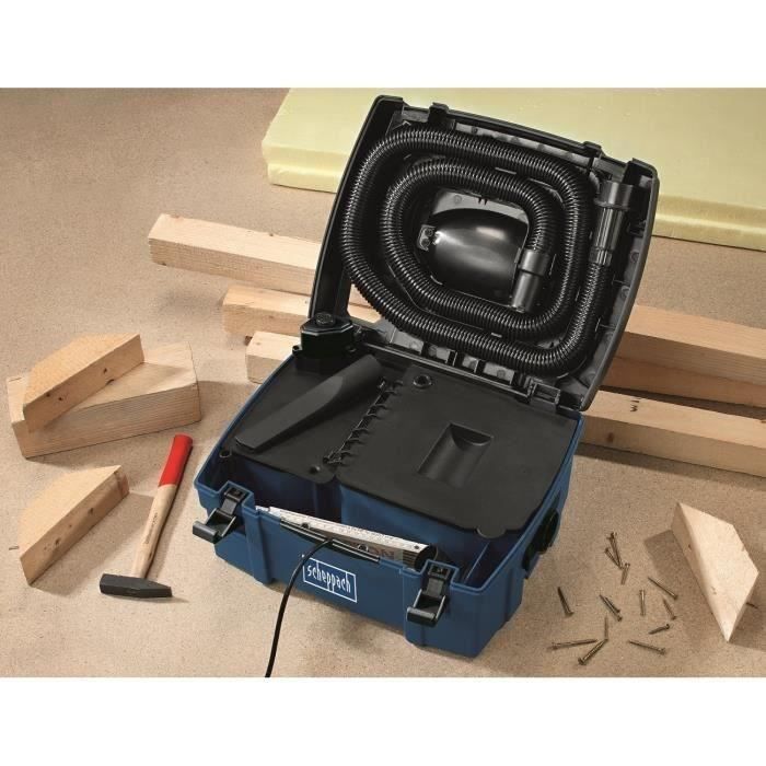 Aspirateur compact de chantier scheppach - hd2p - cuve polypropylène 5l - 1250w