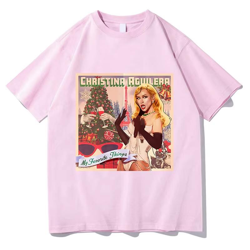 Christina Aguilera My Favorite Things T-shirts Pure Cotton Fans Merch Tops Fashion Streetwear Unisex Aesthetic Harajuku Clothes