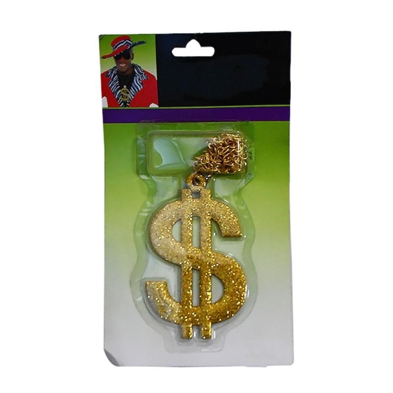 Rapper Chain Costumes Hip Hop Punk Parties Party Cosplays Golden Chain Dollars Sign Necklace Pendant Golden Necklace