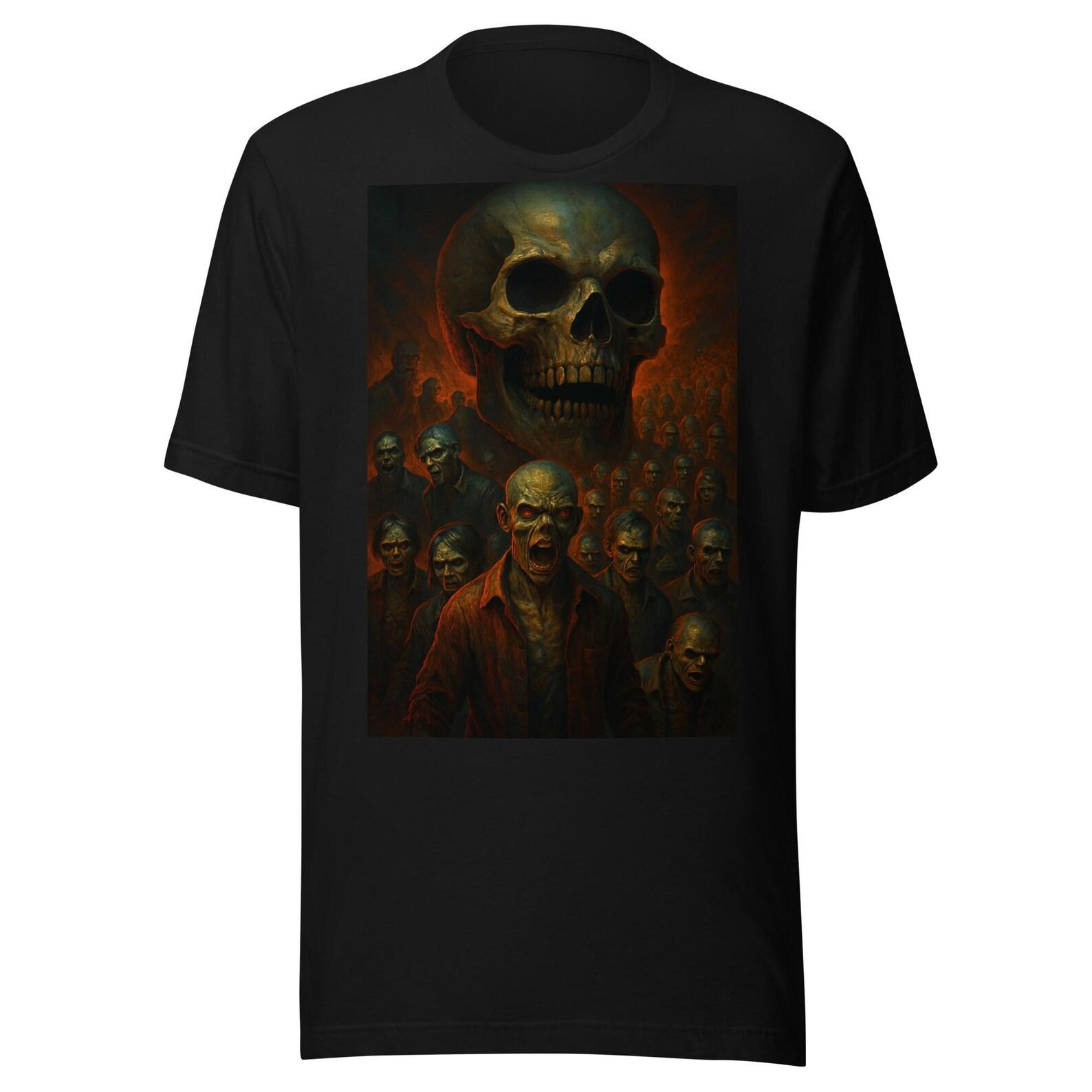 Aztec Skull Apocalypse T-Shirt – Dark Mexican Horror Art Tee, Chicano Skull Graphic, Streetwear Design 4XL