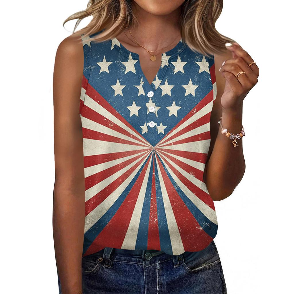 Square Collar Tank Top Women Print Tank Tee Casual Loose Fit Sleeveless Shirt