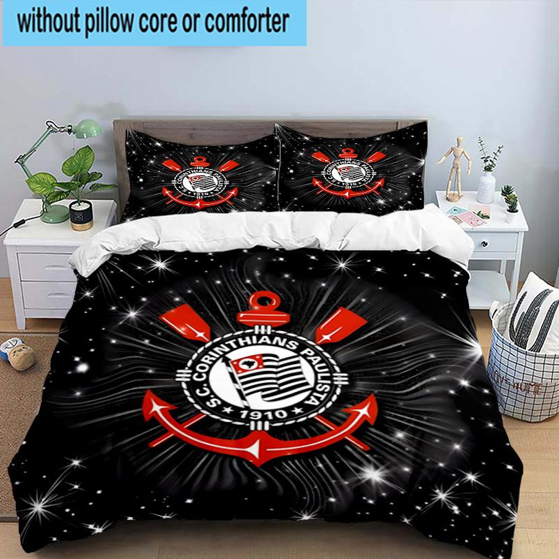 3pcs Sport Club Football Crest Printed Bedding Set Duvet Cover Closure Includes 1 Duvet Cover & 2 Pillowcases Bedding Sets Home Decor Gifts
