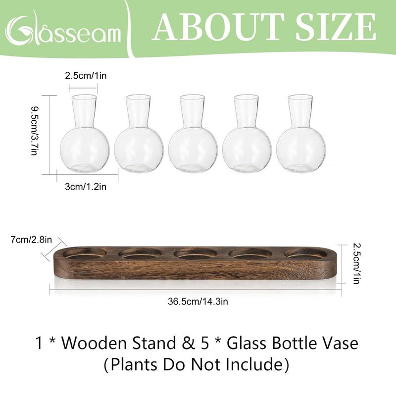 Planten Terrarium voor Hydroponics Planten Kantoor Plant Vermeerderingsstation met Retro Houten Stand Huis Bureau Glazen Planter