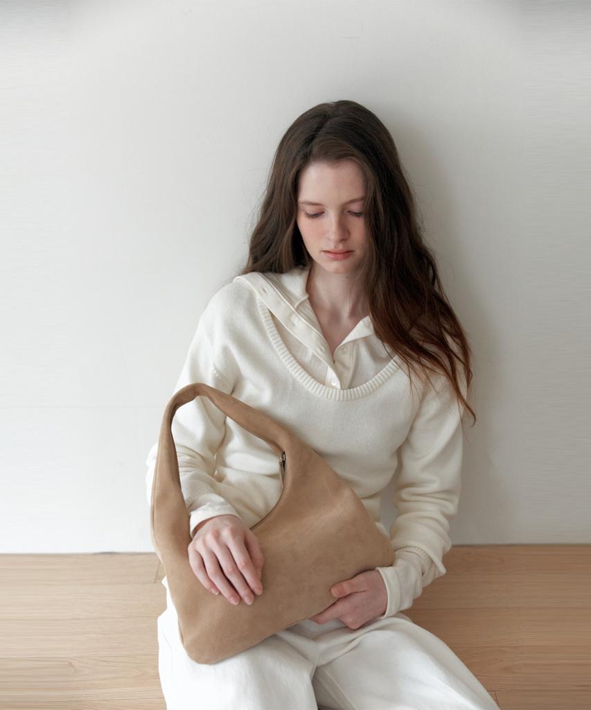 The Lille Margaret Shoulder Bag_Beige(Suede)