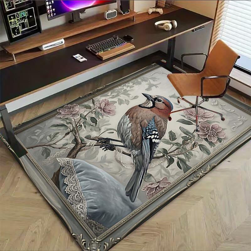 1PC Bird Flower Non-Slip Floor Carpet Compatible for Office&Living Room&Bedroom&Dining Room - Soft & Pattern-G0389