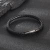 Men's Leather Rope Bracelet with Stainless Steel Snap Button - Minimalist and Trendy Design