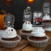 12/24pcs Halloween Tombstone Cupcake Toppers Tombstone Graveyard Design Cake Topper Scary Halloween Theme Birthday Party Decor