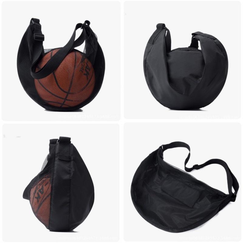 Portable Zipper Pocket Mesh Shoulder Bag Storage Bags Gym Sports Net Backpack Basketball Soccer Football Volleyball Match Bag