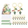 Cute Cactus Keychains Party Decorations With Thank You Tags And White Organza Bags For Mexican Fiesta Hawaii Party Favors