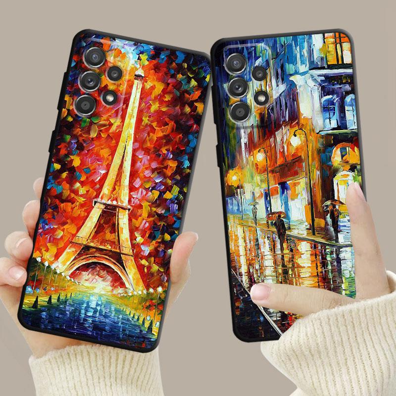 Case For Samsung Galaxy A14 A73 A53 A71 A51 A31 A33 A22 A12 A21s A13 A32 A52s A72 A52 A23 Eiffel Tower Art Of Painting Scenery