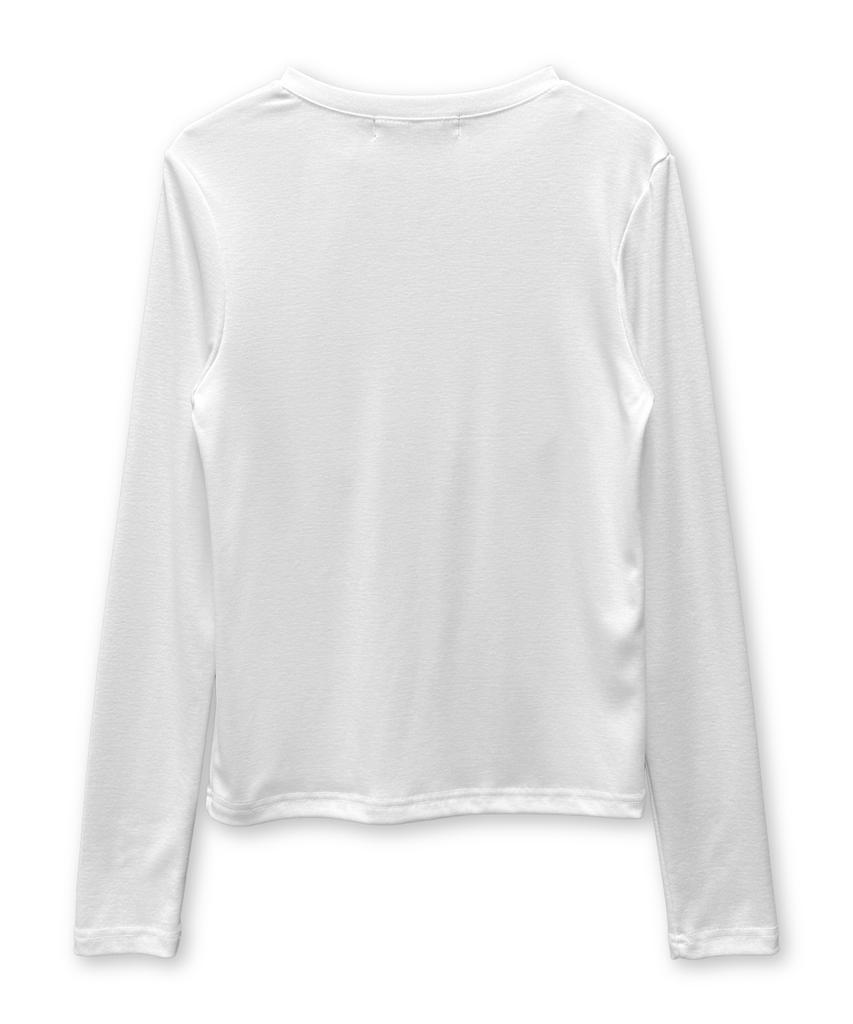 Damiswi Diagonal Snap Button Long Sleeve_White