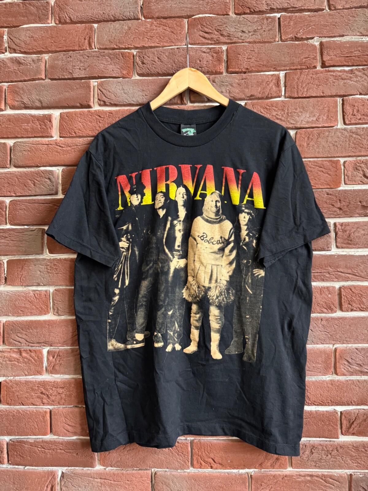 Rare Vintage 00s Nirvana Kurt Cobain Grunge Band Tee L Black Unisex T-Shirt XXL