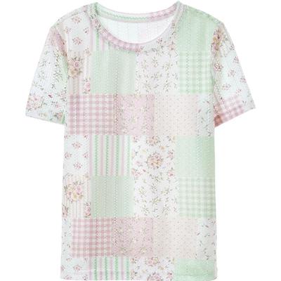 Betu Women's Hollow Out Printed Short Sleeve T-Shirt
