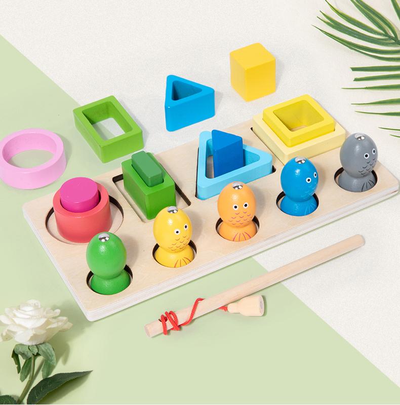 Montessori dřevěné hračky pro děti Dřevěné třídění Stohovací hračky pro batolata Vzdělávací tvar Třídič barev Dárky pro děti předškolního věku