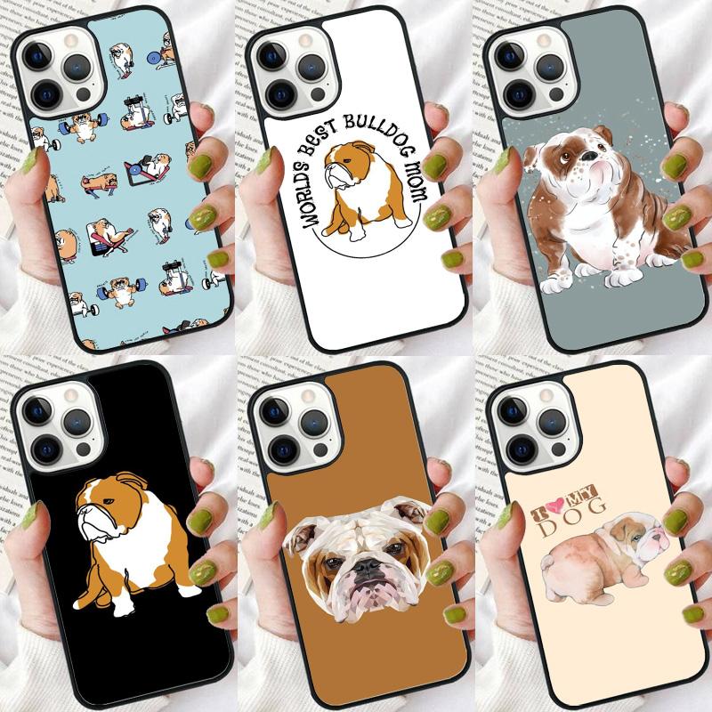 English Bulldog Mobile Phone Case Cover For iPhone 17 Air 15 16 16e 13 14 12 11 Pro Max Coque For Apple Plus Fundas