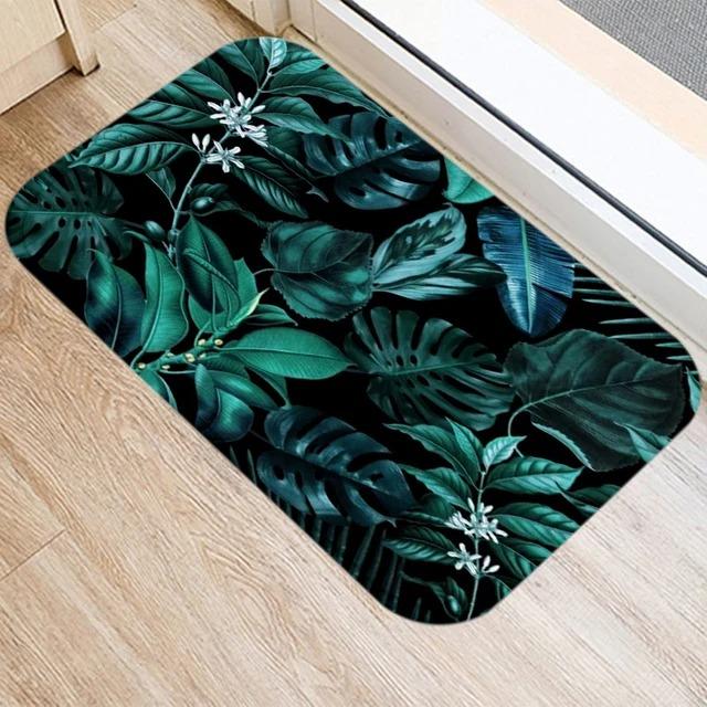 Tropical Plants Leaf Mat Kitchen Rugs Anti-slip Home Hallway Bedroom Entrance Carpets Washable Bathroom Porch Decorative Doormat