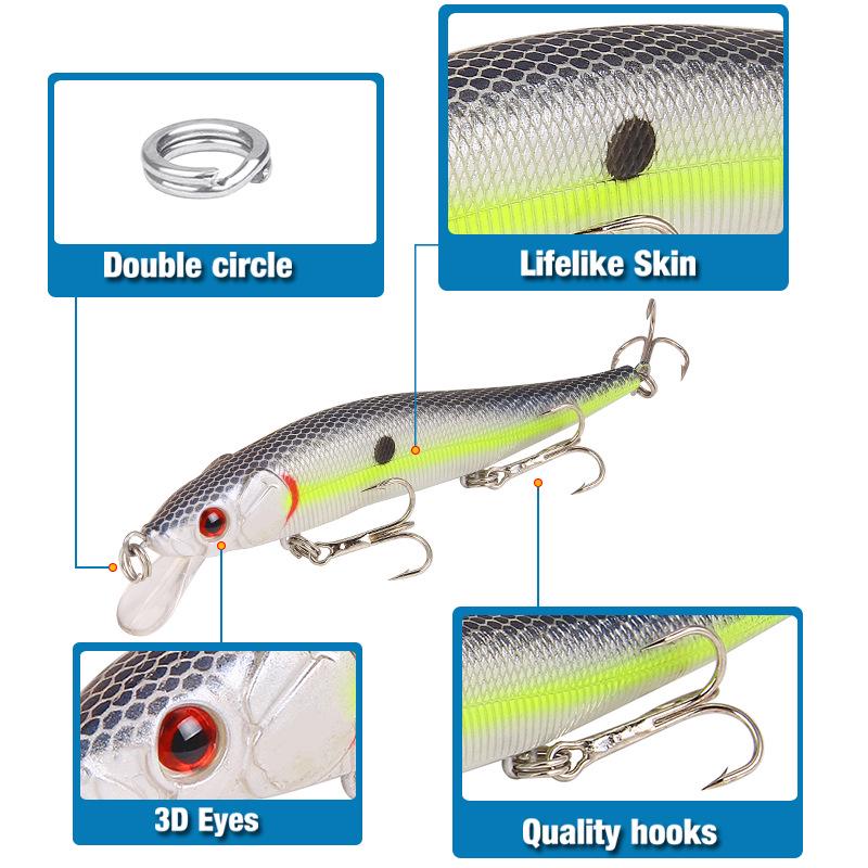 11.5cm/14g Minnow Lure: Artificial Bait for Sea & Freshwater Fishing