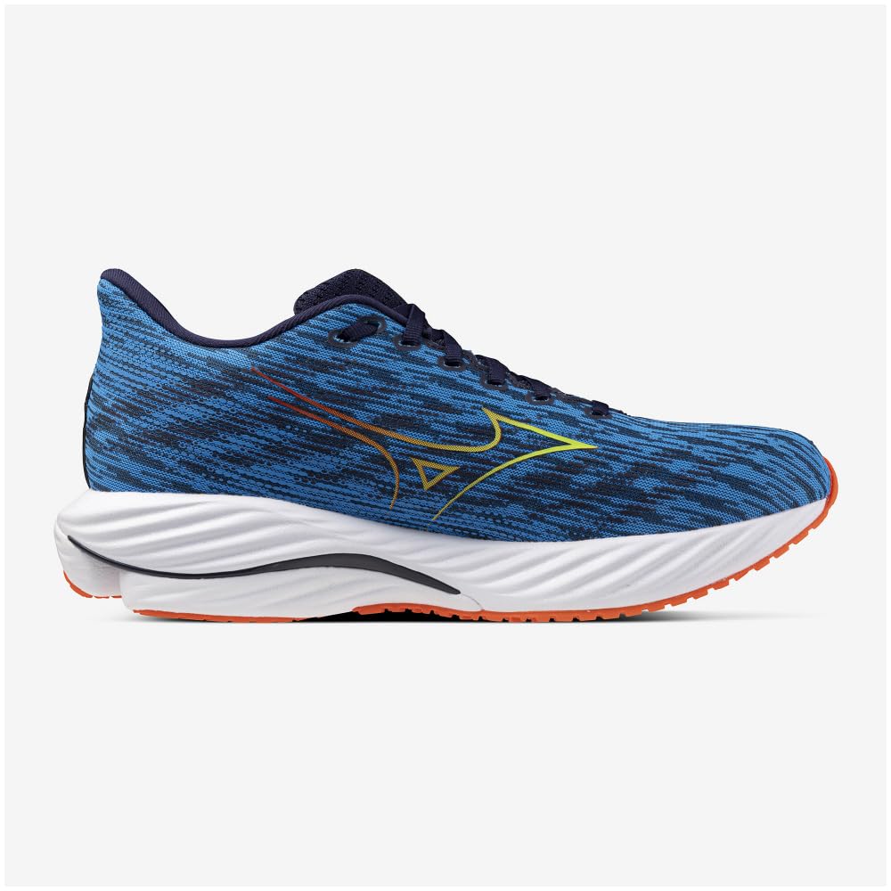 Mizuno Wave Rider 28 Running Thick Blue X Light Green X 4E Shoes, Jogging, Marathon, Training, Sports, Lightweight, Resilient, Sole, Men's, Red, 27.5