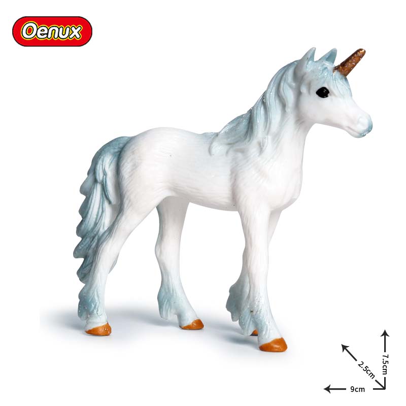 Oenux Original Genuine Fairy Tale Fly Horse Simulation Animal Mythical Elves Elf Pegasus Action Figures Model PVC Cute Kids Toy