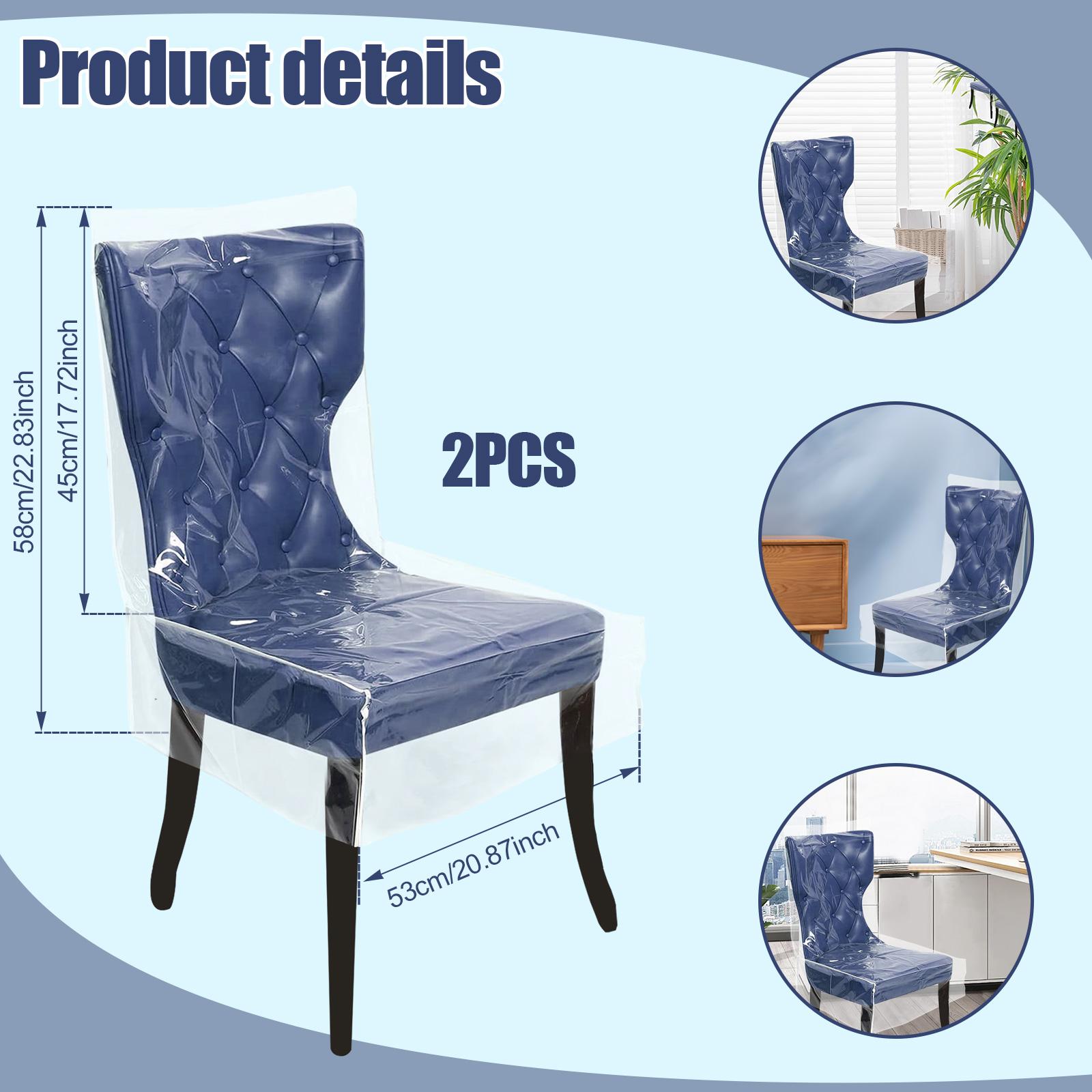 2Pcs Plastic Dining Chair Covers Clear Waterproof Chair Seat Cover Dustproof Slipcover PVC Seat Chair Protector for Home Kitchen 2Pcs 3249₽