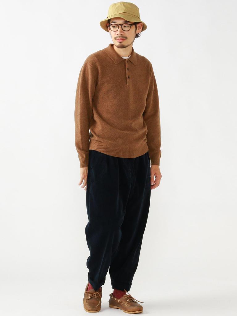 Beams Plus Knit Polo Size 38120004103 Men's 9-Gauge Shirt, Brown, M,