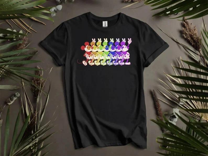 Mouse Rainbow Hot Black T Shirt Best Gift For Family S