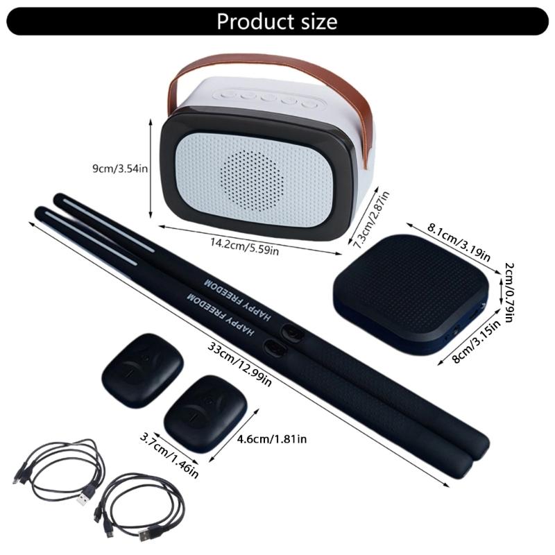 Portable Pocket Drum Motion Sensing Electric Air Drum With Drumsticks Virtual Air Drum for Beginners Kids Enduring