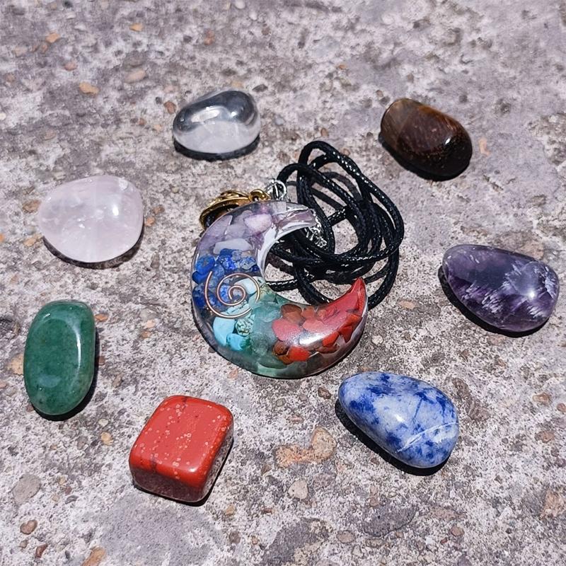 Crystals Healing Stones Set Spiritual Crystal Necklace Natural Energy Reiki Crystal Spiritual Gemstones Pendant Jewelry