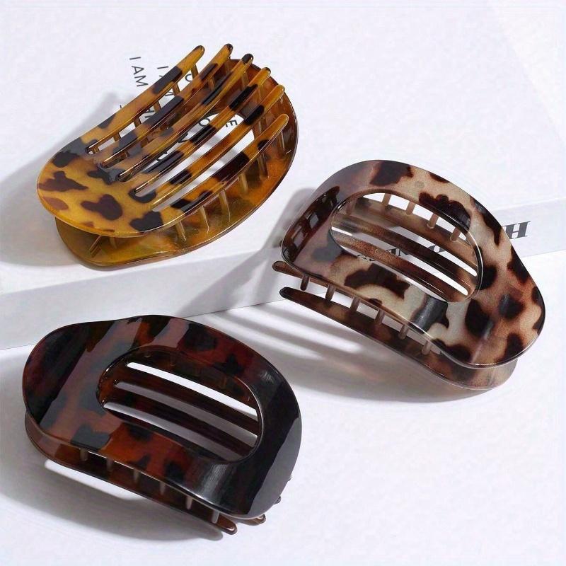 Women Leopard Print Flat Clip Hair Accessories, Comfortable Arc Design, Suitable for Medium Thick Hair, Casual for Driving, Yoga, Banana Hair Clip