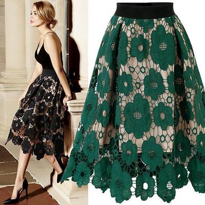 European & American Style Lace Petal Edge A-line Midi Skirt (2020 Collection)